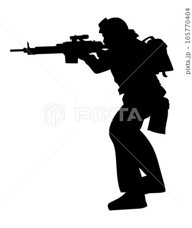 vector black silhouette of a soldier in armour 105770404