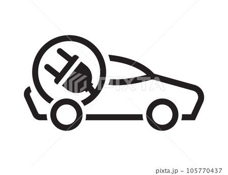Electric car with plug icon symbol, logo 105770437