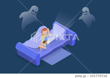 3D Isometric Flat Vector Conceptual Illustration of Children Nightmares 105770726