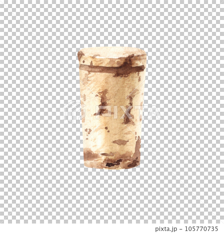 Watercolor cork stopper isolated on white background. Wine cap hand drawn watercolor illustration. Watercolor cork stopper isolated on white background. Wine cap hand drawn watercolor illustration. 105770735