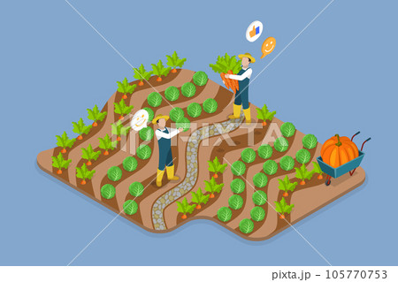 3D Isometric Flat Vector Conceptual Illustration of Farm Worker 105770753