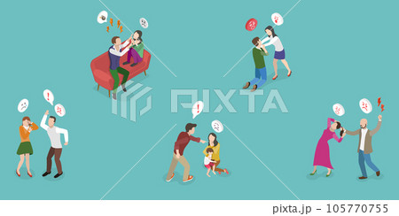 3D Isometric Flat Vector Conceptual Illustration of Domestic Violence 3D Isometric Flat Vector Conceptual Illustration of Domestic Violence 105770755