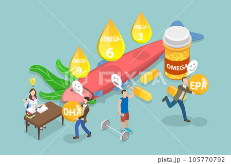 3D Isometric Flat Vector Conceptual Illustration of Omega Fatty Acid 105770792