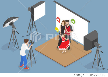 3D Isometric Flat Vector Conceptual Illustration of Professional Photographer 105770820