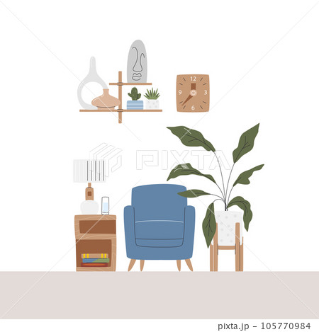 Cozy lounge relaxing part at home with houseplants 105770984