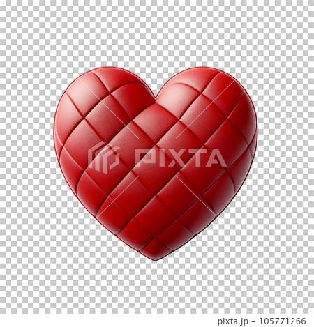 Red leather heart on transparent background 105771266