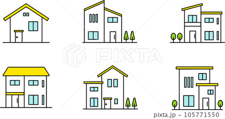 シンプルな家のアイコンセット シンプルな家のアイコンセット 105771550