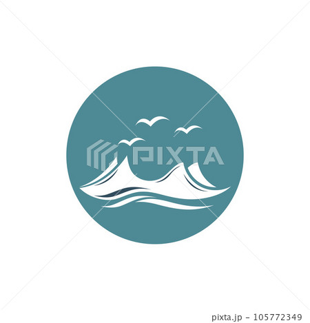 Water wave icon vector 105772349