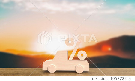 The wood car on table for interest rates concept 3d rendering 105772516