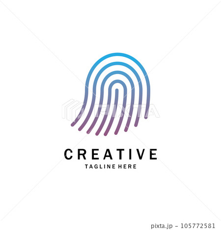 fingerprint abstract logo design for identity, business card, business, company and technology template 105772581