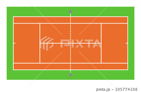 趣味で人気スポーツのテニス場の平面イラスト 105774108