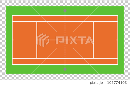 A flat illustration of a tennis court, a popular hobby sport 105774108