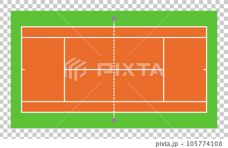 趣味で人気スポーツのテニス場の平面イラスト 105774108