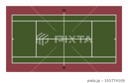 趣味で人気スポーツのテニス場の平面イラスト 105774109