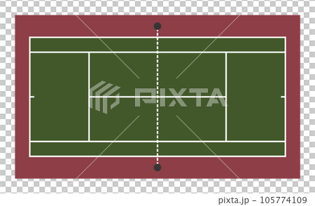 趣味で人気スポーツのテニス場の平面イラスト 105774109