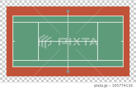 趣味で人気スポーツのテニス場の平面イラスト 105774110