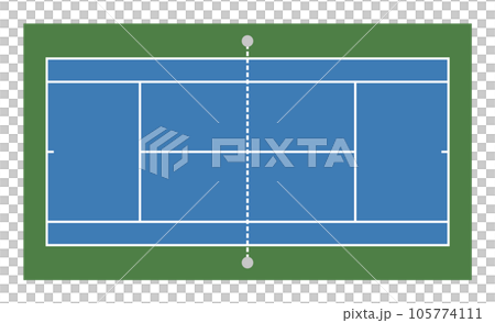 趣味で人気スポーツのテニス場の平面イラスト 105774111