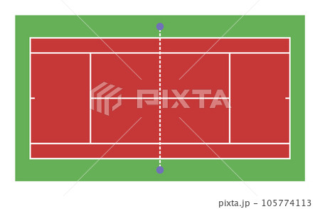 趣味で人気スポーツのテニス場の平面イラスト 105774113