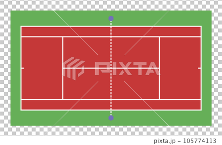 趣味で人気スポーツのテニス場の平面イラスト 105774113