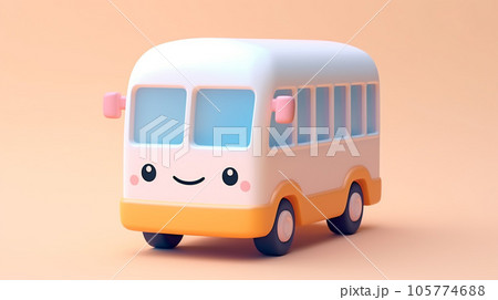 Whimsical Tiny 3D Pastel Bus: Adorable Miniature Transportation Delight Whimsical Tiny 3D Pastel Bus: Adorable Miniature Transportation Delight 105774688