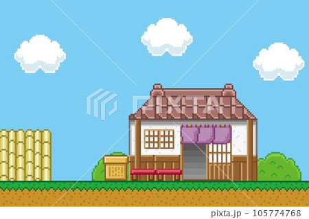 ゲーム風ドット絵　和風背景　お店 105774768