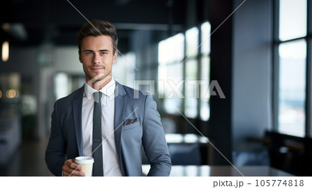 Confident Business Elegance-Handsome Businessman Posing with Style Confident Business Elegance-Handsome Businessman Posing with Style 105774818