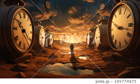 Clockwork Dreamscape: Temporal Vortex Surreal Landscape 105774875