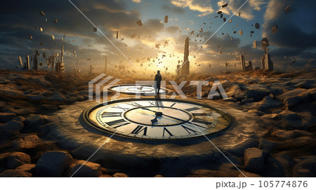 Clockwork Dreamscape: Temporal Vortex Surreal Landscape 105774876
