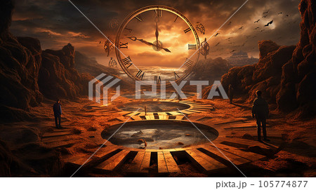 Clockwork Dreamscape: Temporal Vortex Surreal Landscape 105774877