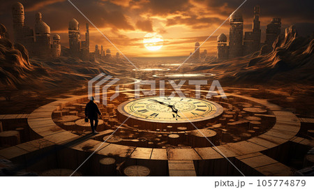 Clockwork Dreamscape: Temporal Vortex Surreal Landscape 105774879
