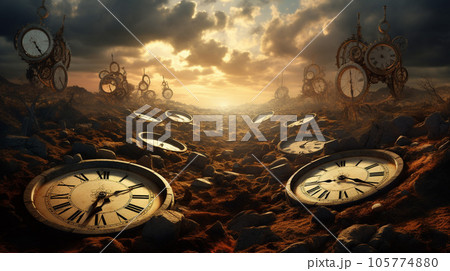 Clockwork Dreamscape: Temporal Vortex Surreal Landscape 105774880