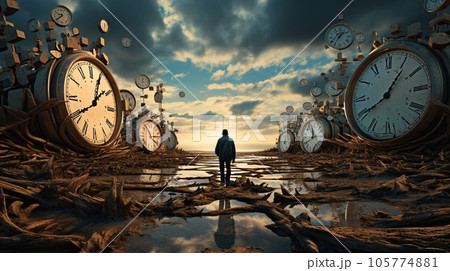 Clockwork Dreamscape: Temporal Vortex Surreal Landscape 105774881