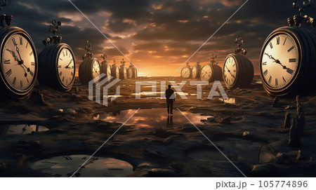 Clockwork Dreamscape: Temporal Vortex Surreal Landscape 105774896
