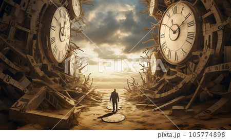 Clockwork Dreamscape: Temporal Vortex Surreal Landscape 105774898