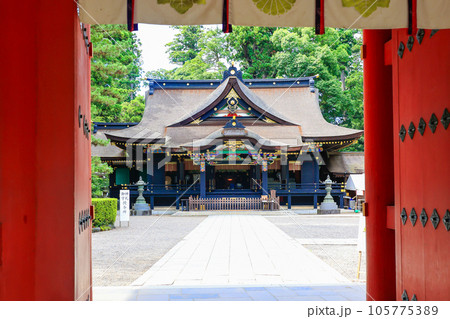 香取神宮楼門から拝殿 105775389