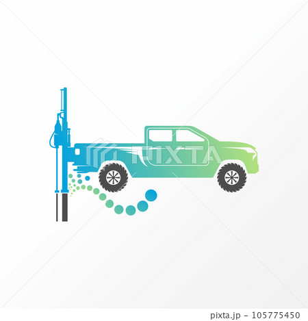 Logo design graphic concept creative abstract premium vector stock towing pickup truck with hydraulic oil water splash Related transportation engineer Logo design graphic concept creative abstract premium vector stock towing pickup truck with hydraulic oil water splash Related transportation engineer 105775450