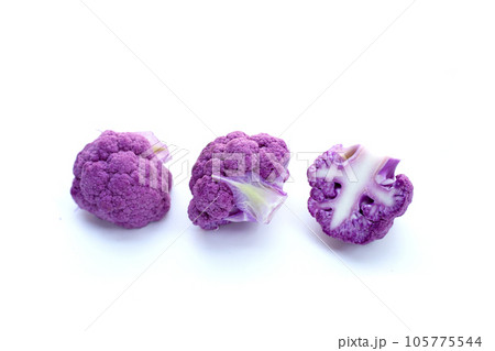 Purple cauliflower on white background. 105775544