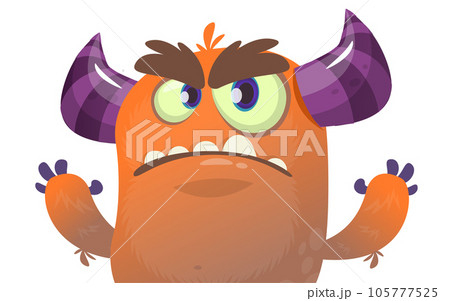 Angry cartoon monster character. Illustration of cute and happy alien. Halloween vector design isolated Angry cartoon monster character. Illustration of cute and happy alien. Halloween vector design isolated 105777525