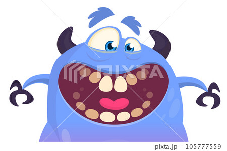 Funny cartoon monster character. Illustration of cute and happy alien. Halloween vector design isolated 105777559