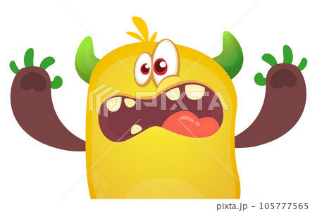 Funny cartoon monster character. Illustration of cute and happy alien. Halloween vector design isolated 105777565
