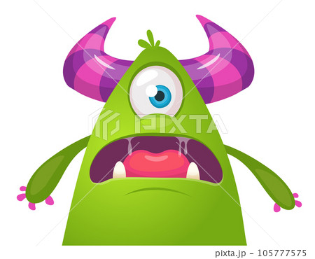 Funny cartoon monster character. Illustration of cute and happy alien. Halloween vector design isolated 105777575