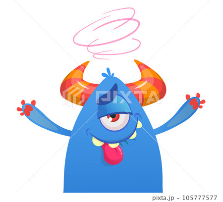 Funny cartoon monster character. Illustration of cute and happy alien. Halloween vector design isolated Funny cartoon monster character. Illustration of cute and happy alien. Halloween vector design isolated 105777577