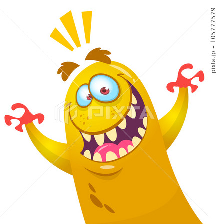 Funny cartoon monster character. Illustration of cute and happy alien. Halloween vector design isolated 105777579