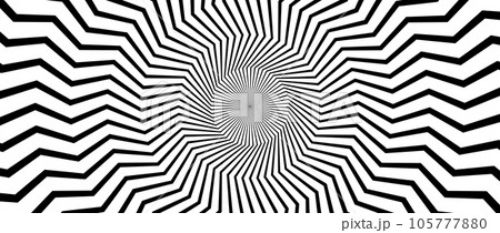 Radial optical illusion background. Black and white abstract