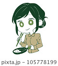 フライパンで料理を作る女性 105778199