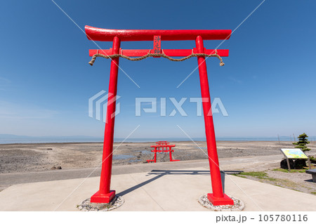佐賀県　大魚神社の海中鳥居 105780116