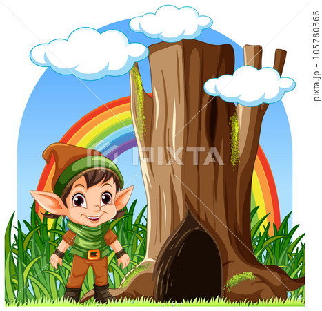 Dwarf cartoon in fantasy world 105780366