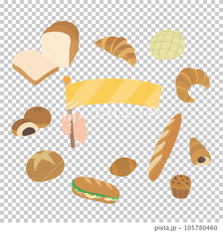 各種麵包插畫框（無字母） 105780460