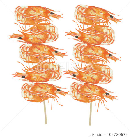 Fresh raw seafood shrimps illustrations art design. Fresh raw seafood shrimps illustrations art design. 105780675