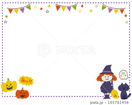 ハロウィンの手描き風イラストのフレーム素材 ハロウィンの手描き風イラストのフレーム素材 105781456